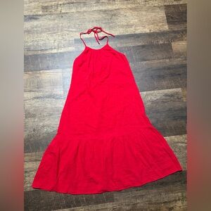 NWT LOFT Red halter dress with Tie Straps